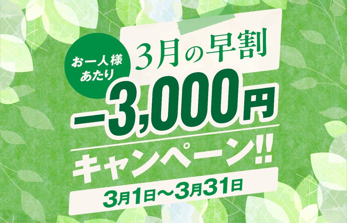【先着100名様】3月早割3000円OFFキャンペーン - 1
