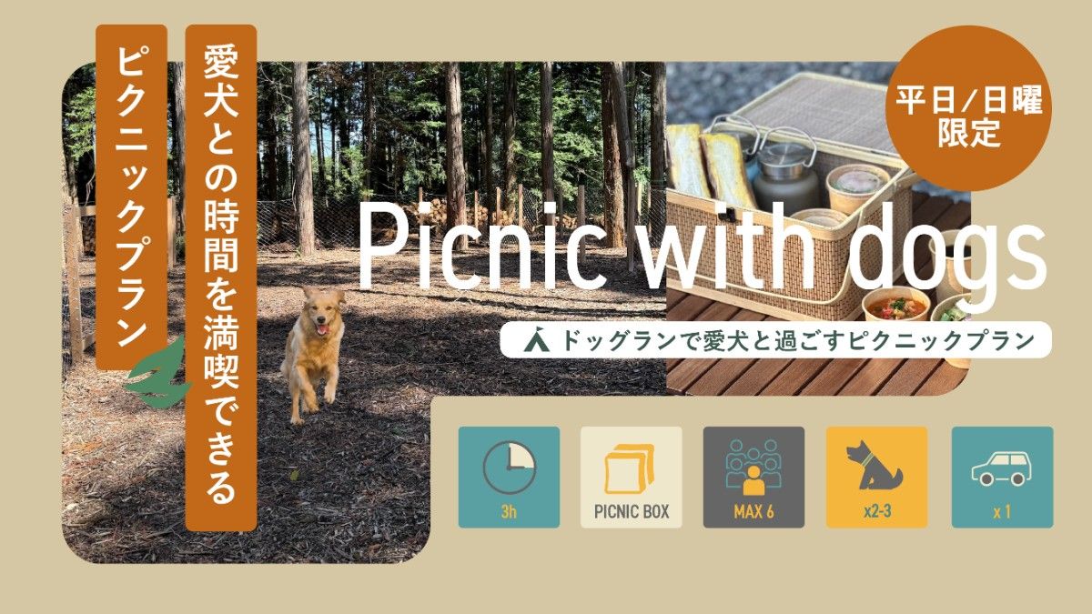 【平日/日曜限定】ドッグランで愛犬と過ごすピクニックプラン